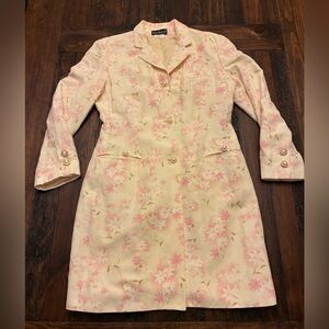 Vintage Harve Benard Yellow and Pink Floral Coat, Made in Russia